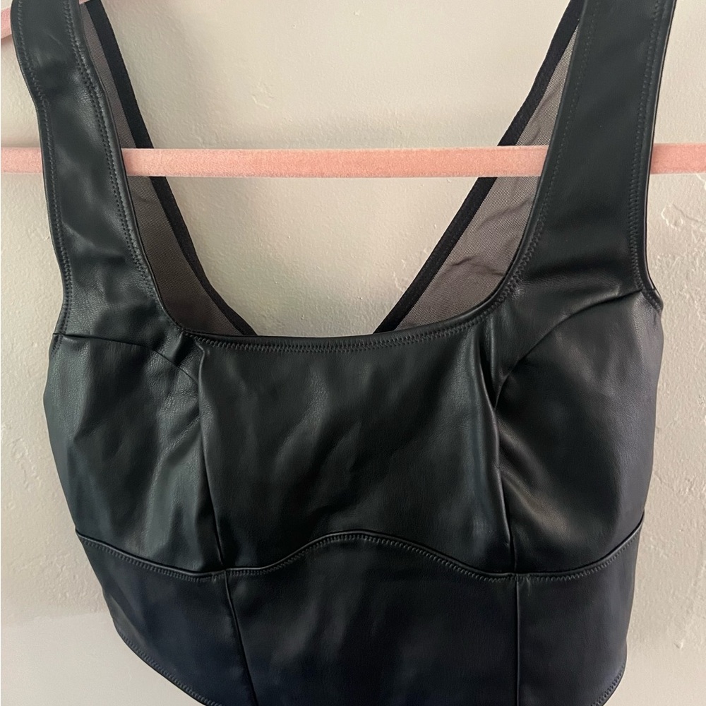 Colsie Black Faux Leather Bandeau Top